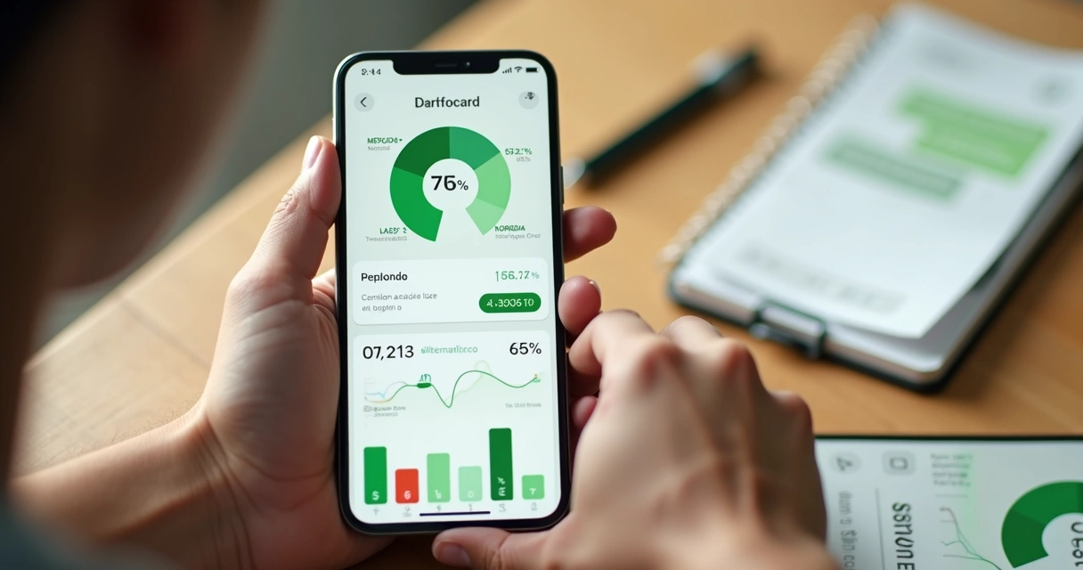 Tela do app com gráficos de gastos 