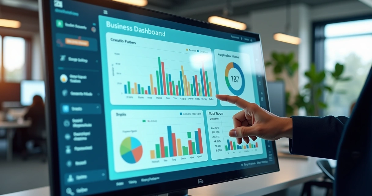 Dashboard de sistema empresarial exibindo fluxo de caixa 