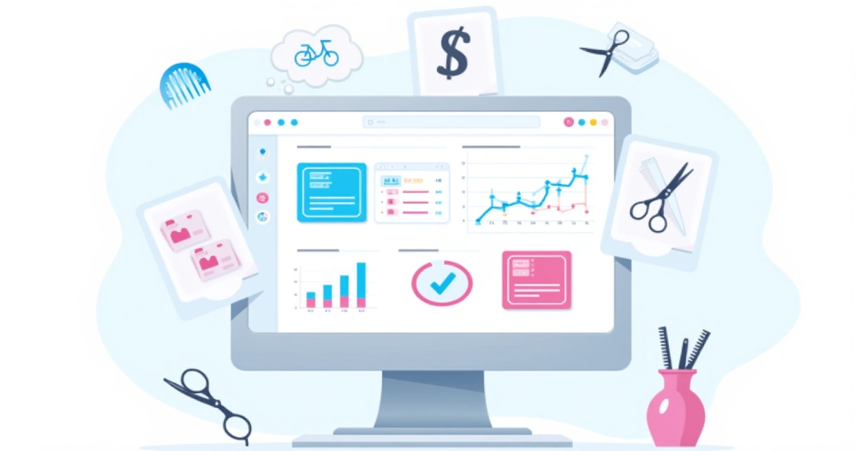 Dashboard digital com gráficos e agendamentos de salão de beleza 