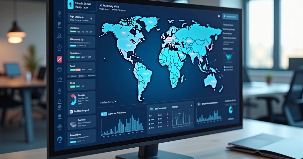 Dashboard moderno mostrando integrações API fulfillment e dados de pedidos em tempo real