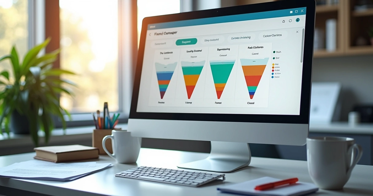 Dashboard com gráficos do funil de captação clínica odontológica 