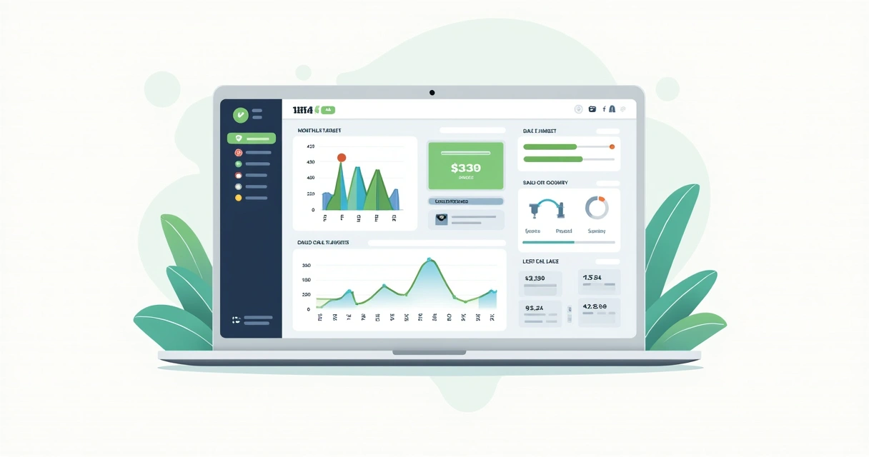 Tela de dashboard mostrando gráficos de funil, metas batidas e evoluções de vendas mês a mês. 