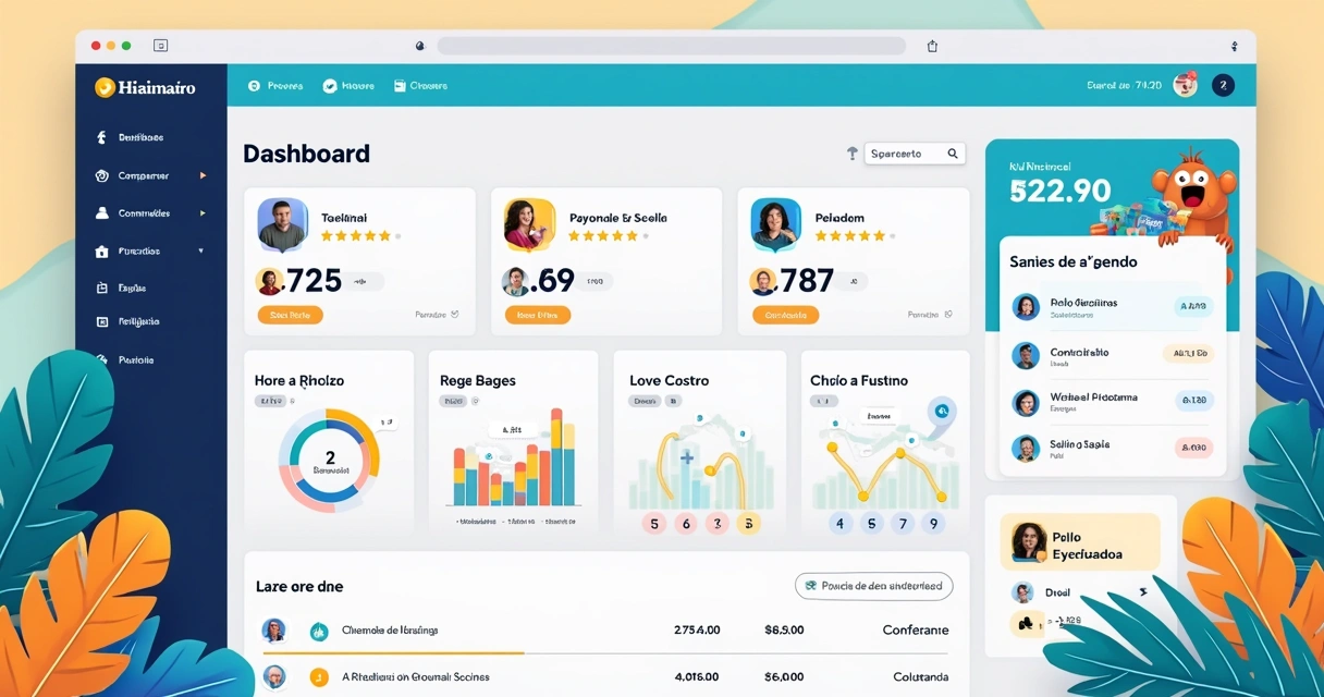 Dashboard gamificado de sistema no-code com pontos, badges e rankings visíveis 
