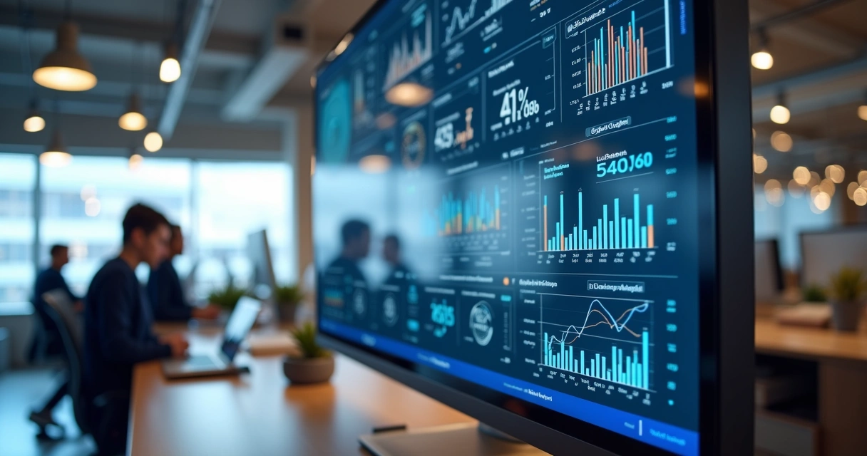 Dashboard gerencial de IA mostrando integração de vendas e estoque em varejo 