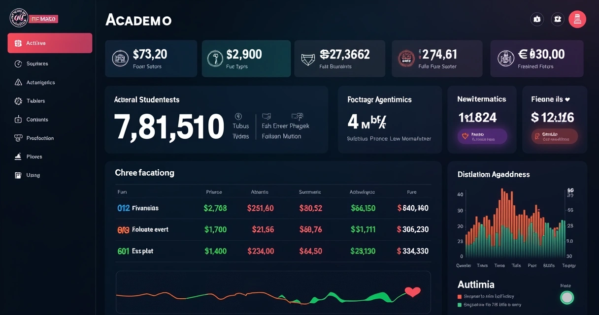 Dashboard digital de gestão financeira e alunos de Jiu-Jitsu 