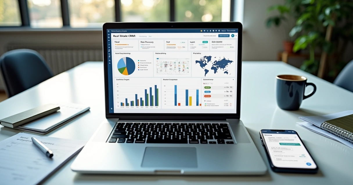 Dashboard de gerenciamento de leads imobiliários e funil de vendas digital 
