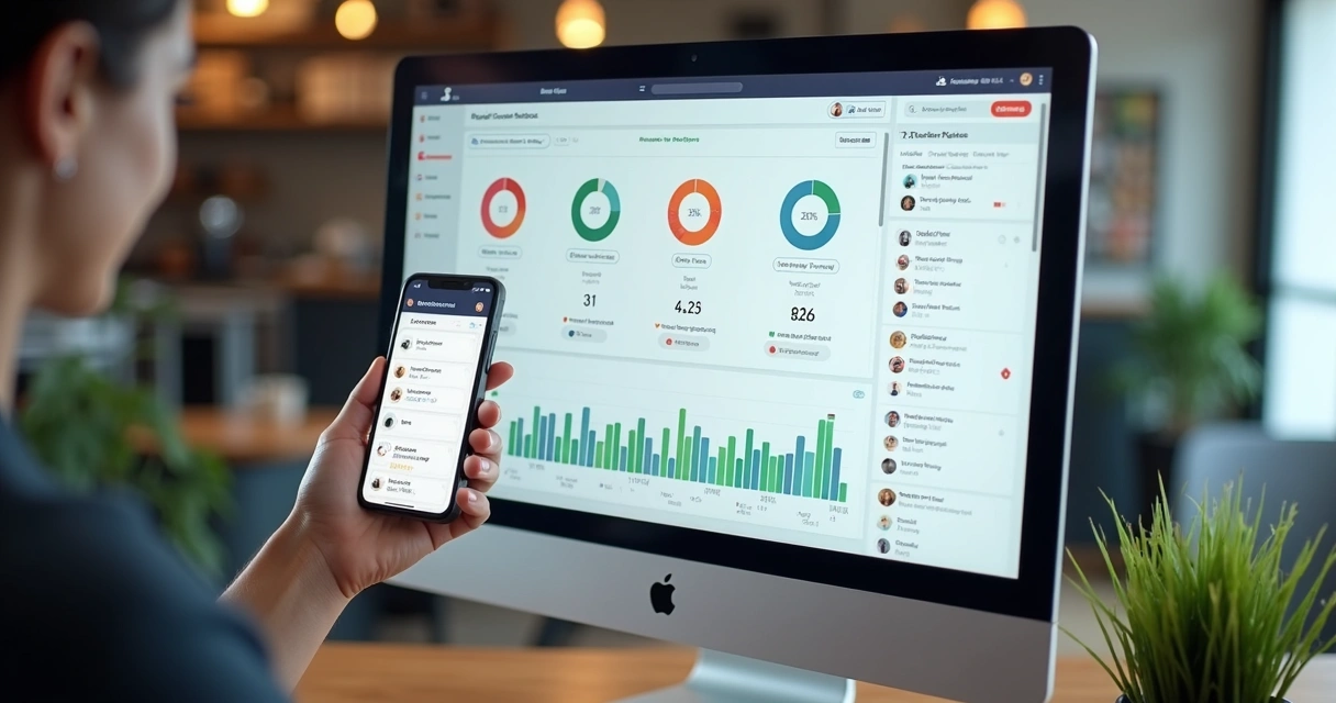 Dashboard digital mostra gráfico de avaliações positivas e negativas. 