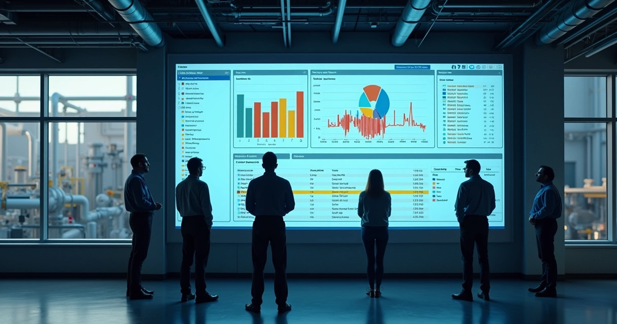Dashboard de manutenção industrial mostrando gráficos de backlog, equipamentos e prazos 