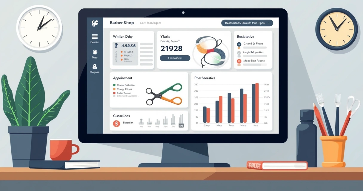 Tela de dashboard de sistema de gestão para barbearias 