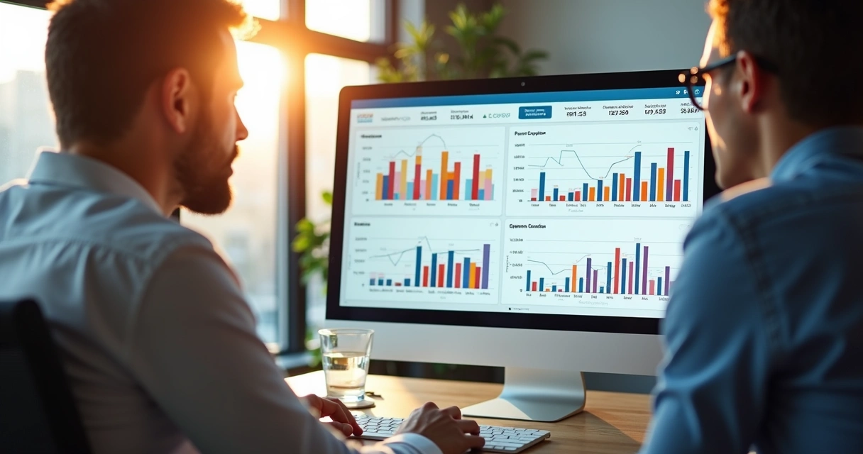 Visão de dashboard de campanhas digitais com gráficos de desempenho 