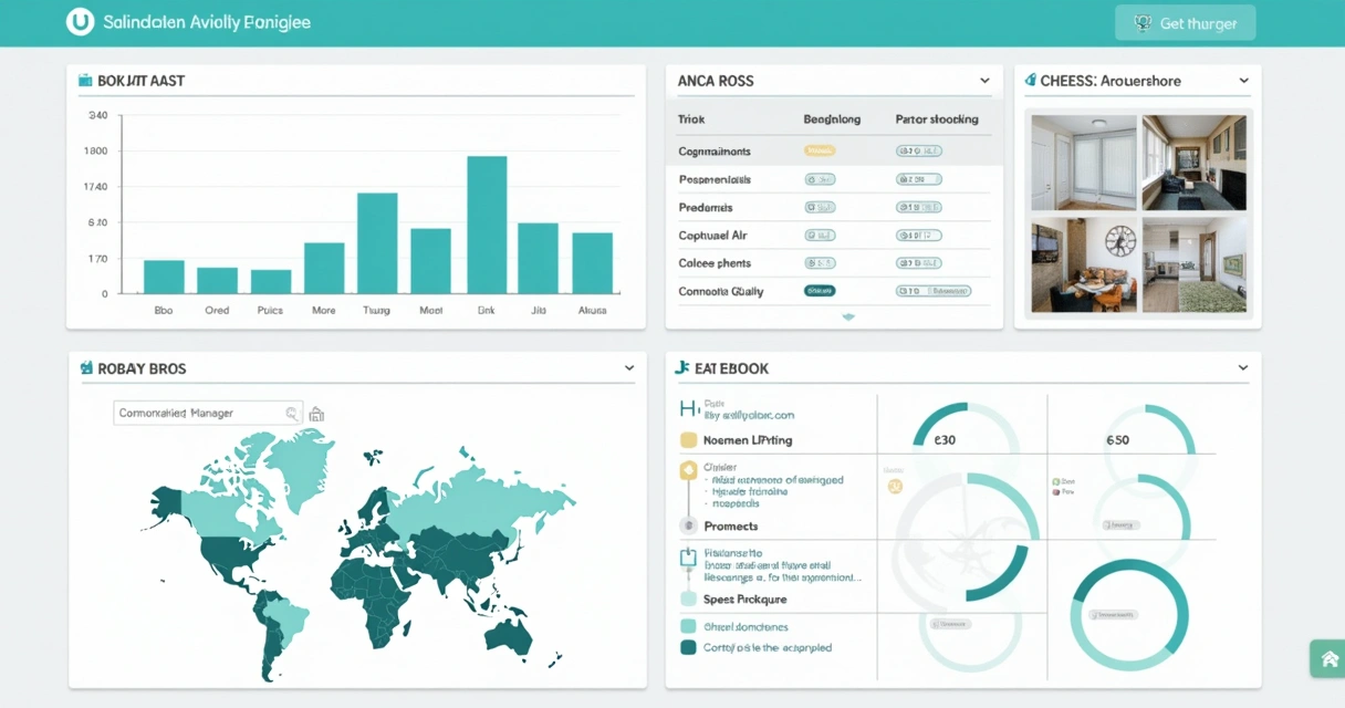 Dashboard de gestão condominial com gráficos coloridos e tarefas