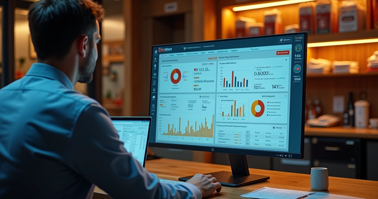 Dashboard do portal de gestão de delivery com gráficos e indicadores 