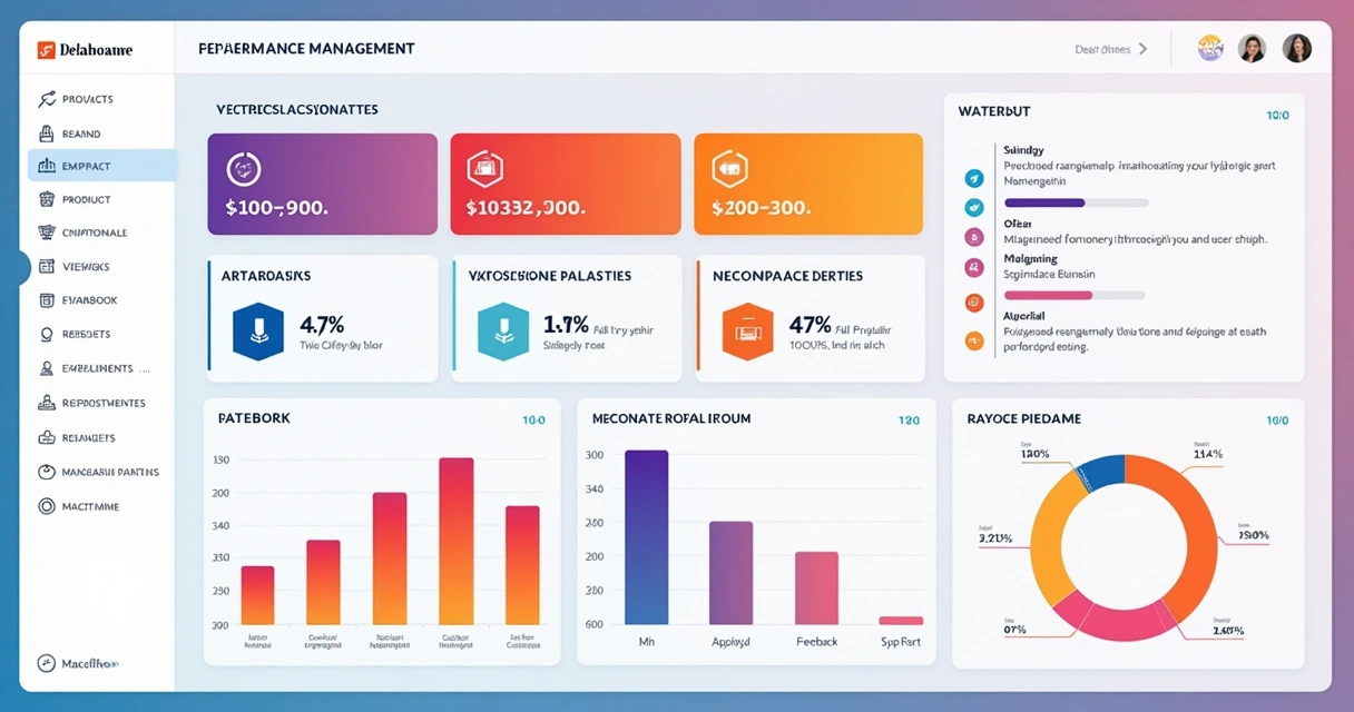Visualização de dashboard de gestão de desempenho e clima com gráficos interativos 