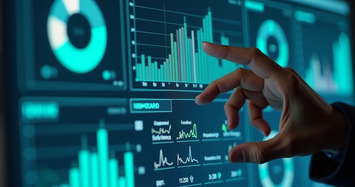 Tela de dashboard digital com indicadores de estoque industrial 