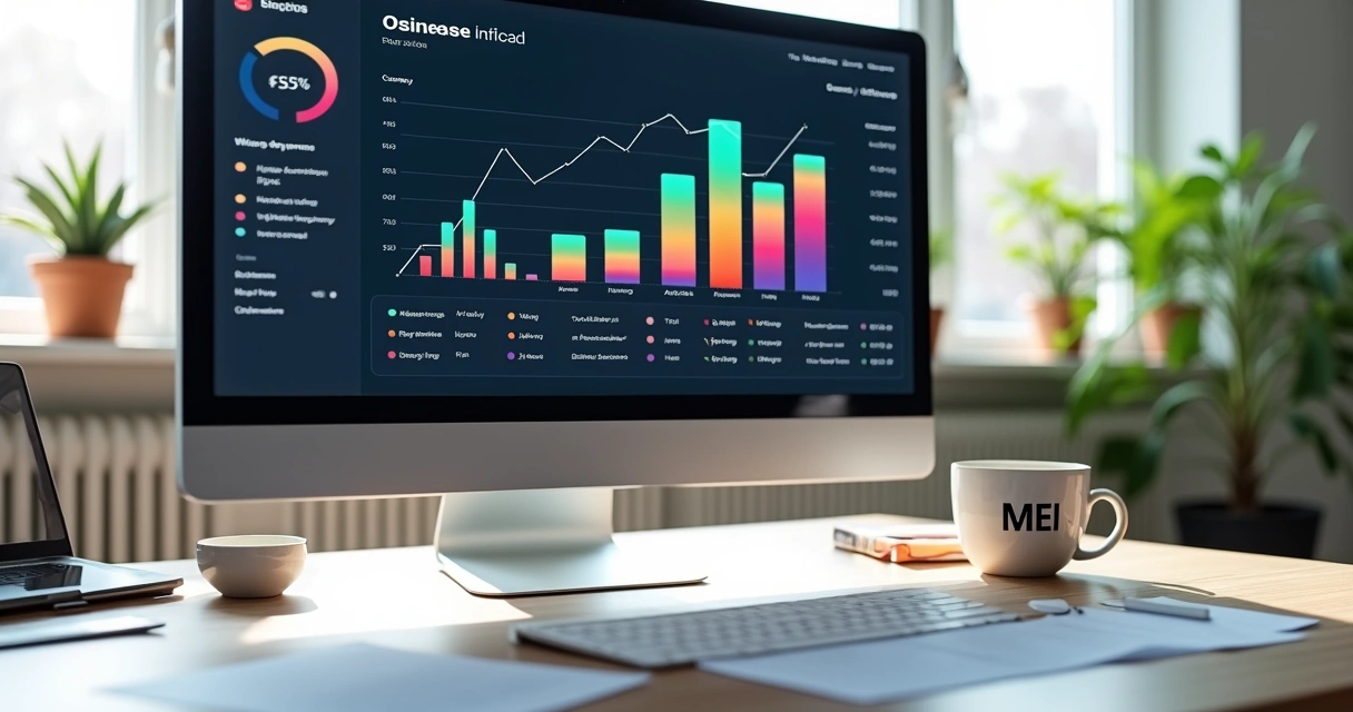 Dashboard financeiro colorido mostrando receitas e despesas 