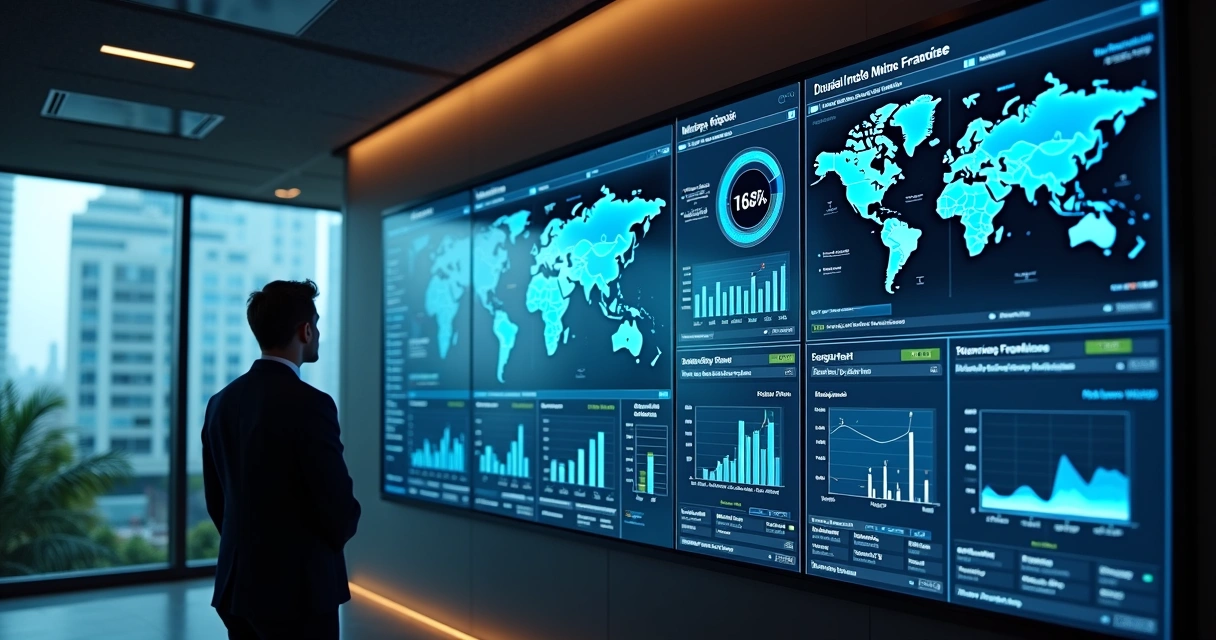 Dashboard digital exibe métricas de franquias integradas por IA 