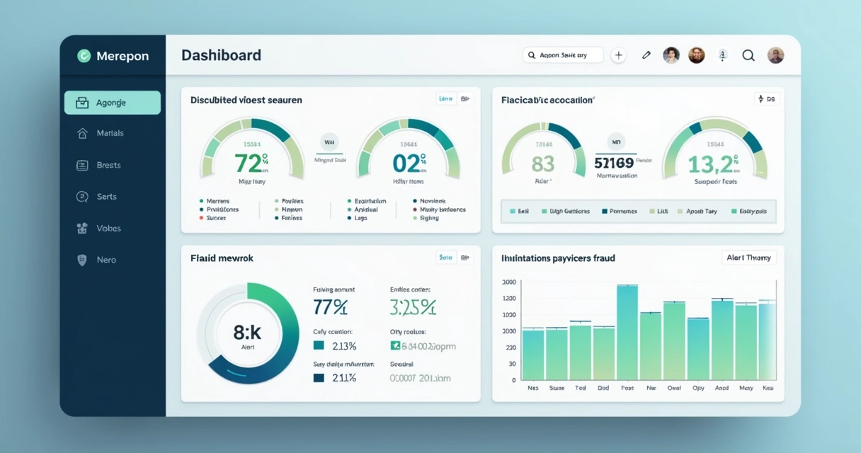 Painel de gestão antifraude com gráficos e indicadores 