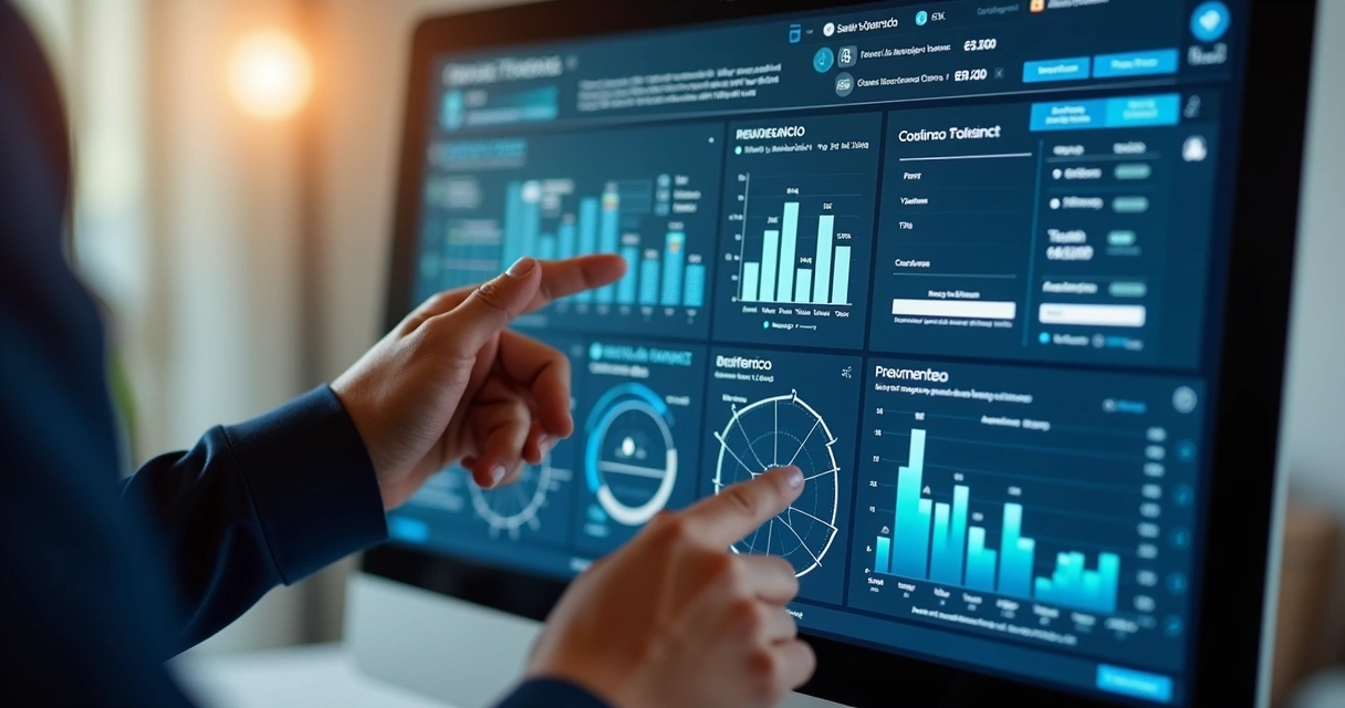 Tela digital com dashboard de garantias técnicas prediais 