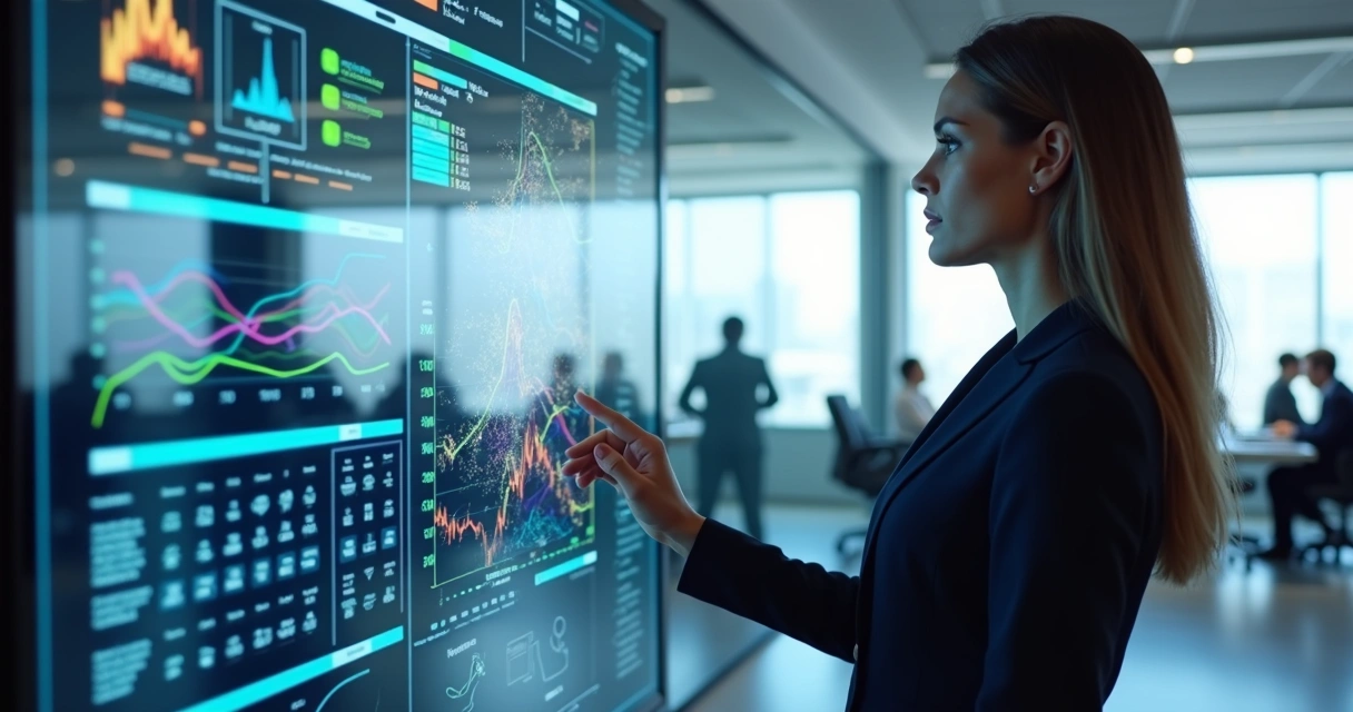 Painel de controle integrado com IA mostrando dados de ERP, CRM e SaaS 