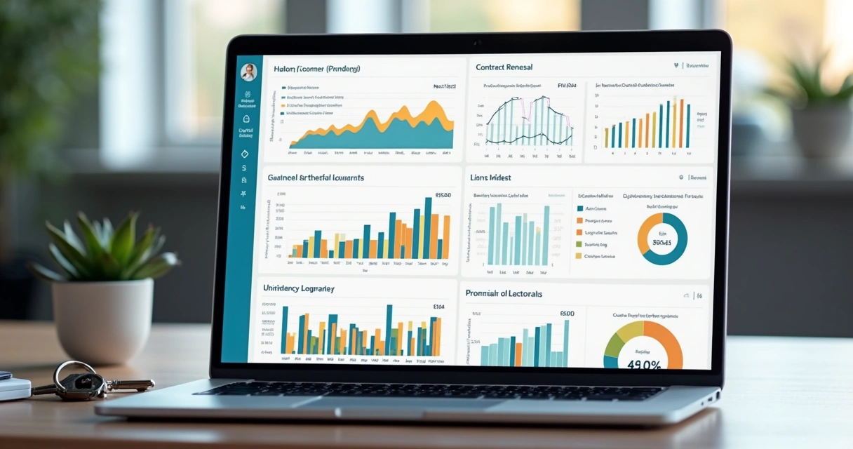 Dashboard de sistema de gestão imobiliária moderno 