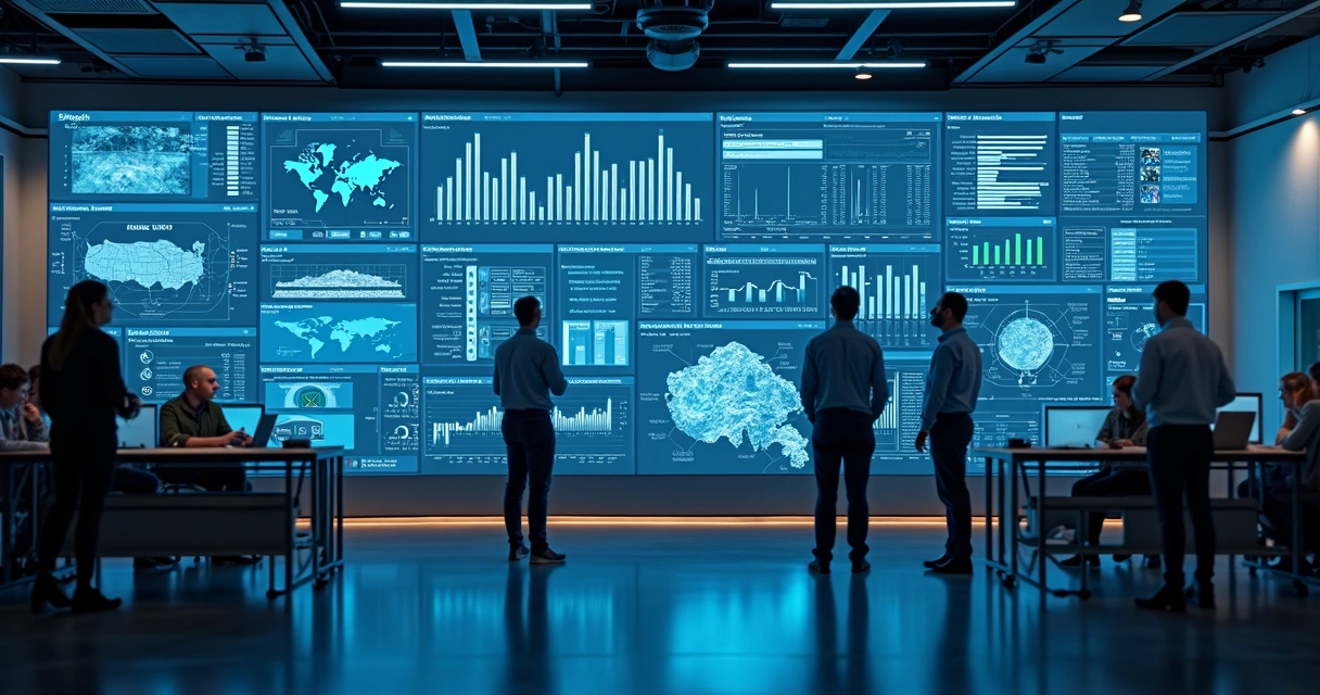 Dashboard digital de gestão industrial com indicadores em tempo real 