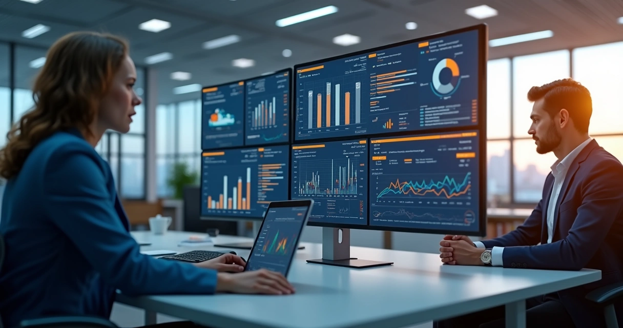 Painel digital de gestão logística com indicadores 