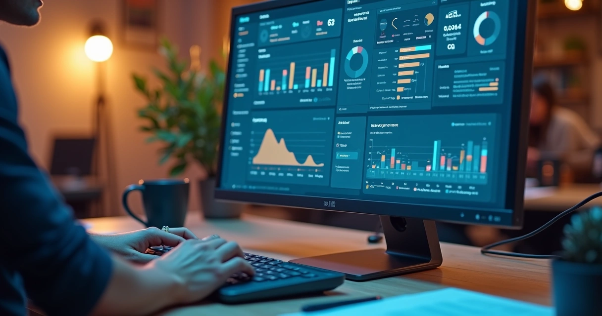 Dashboard colorido de gestão de gabinete político em tela de computador