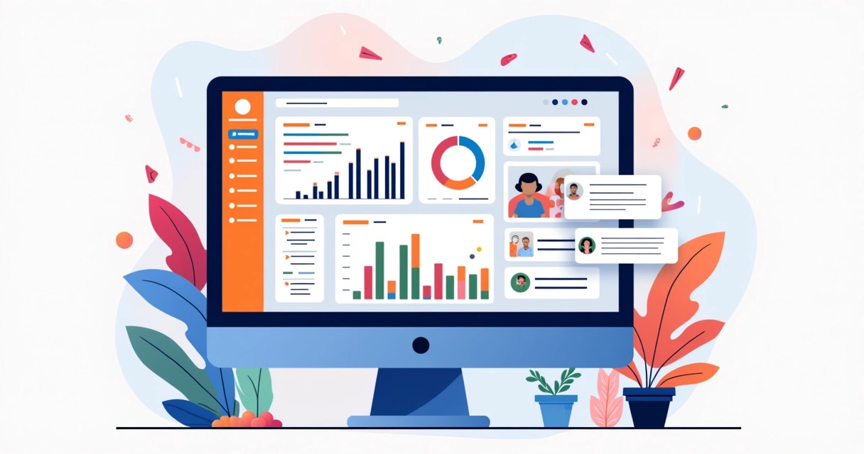 Tela de dashboard com gráficos de desempenho de campanha e tarefas 