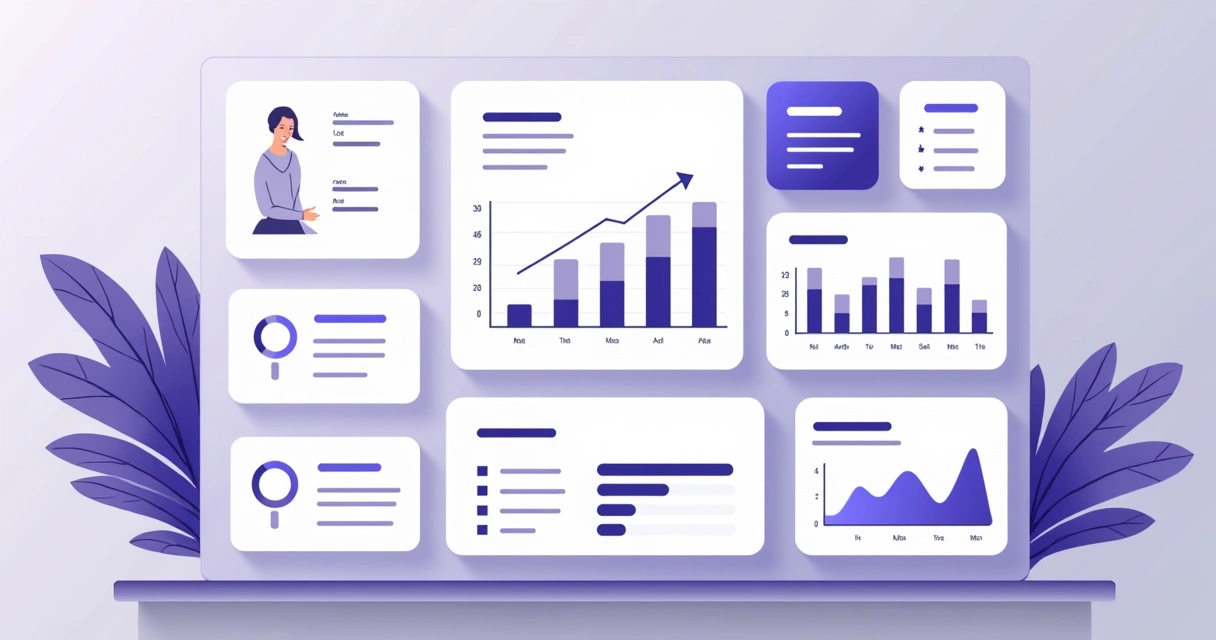 Painel colorido de gestão de parceiros de vendas, gráficos e listas de performance 