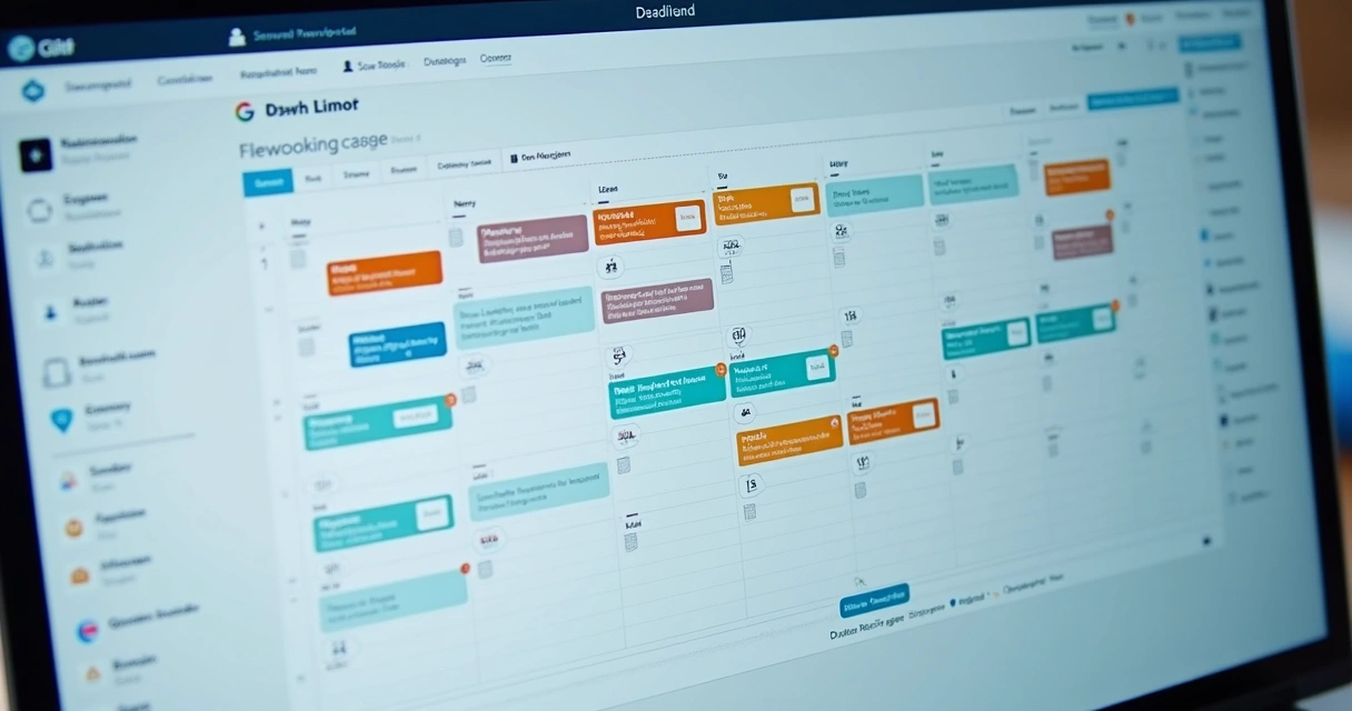 Dashboard jurídico com calendário de prazos e processos, painel colorido e notificações de alertas 