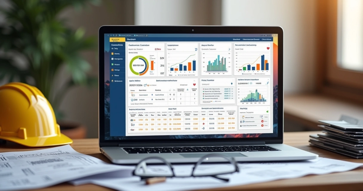 Dashboard digital de gestão de manutenção em obra steel frame 