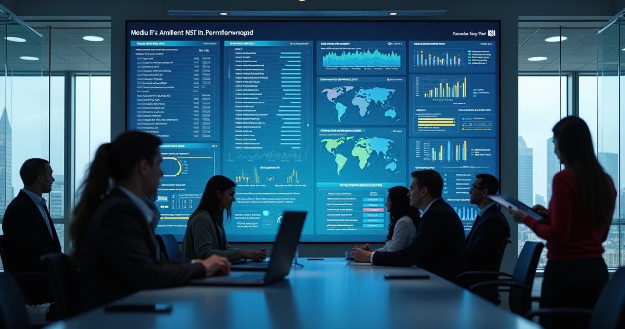 Painel de gestão de TI com indicadores visíveis 