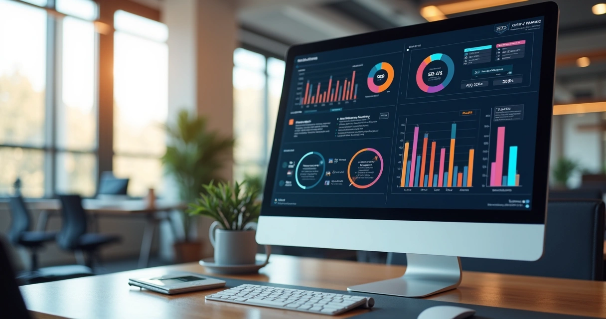 Dashboard digital mostrando indicadores de SST no monitor de um gestor