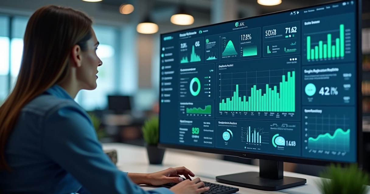 Dashboard ilustrado mostrando relatórios do Google Analytics 