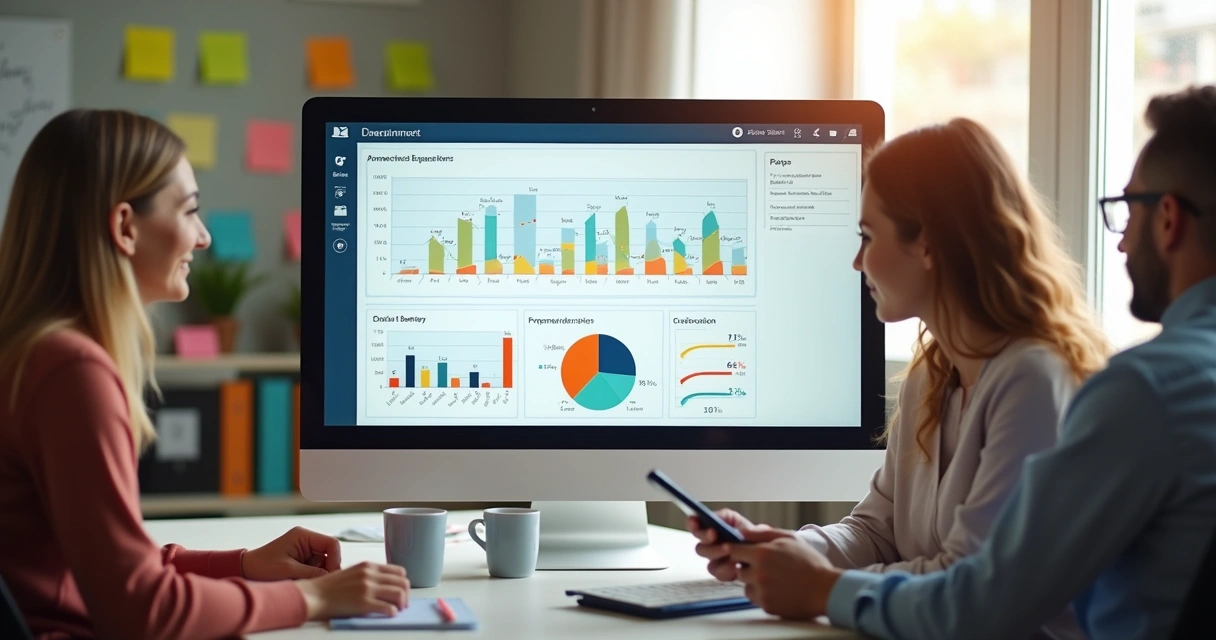 Dashboard com gráficos de comportamento de clientes em uma PME 