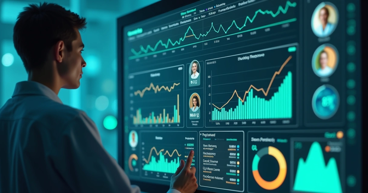 Dashboard colorido com gráficos clínicos em tempo real