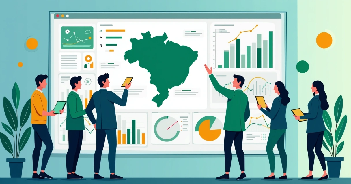 Painel de controle de IA com gráficos e mapas do Brasil 