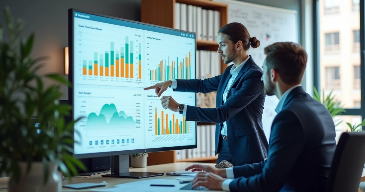Dashboard com indicadores digitais sendo analisados por gestor 
