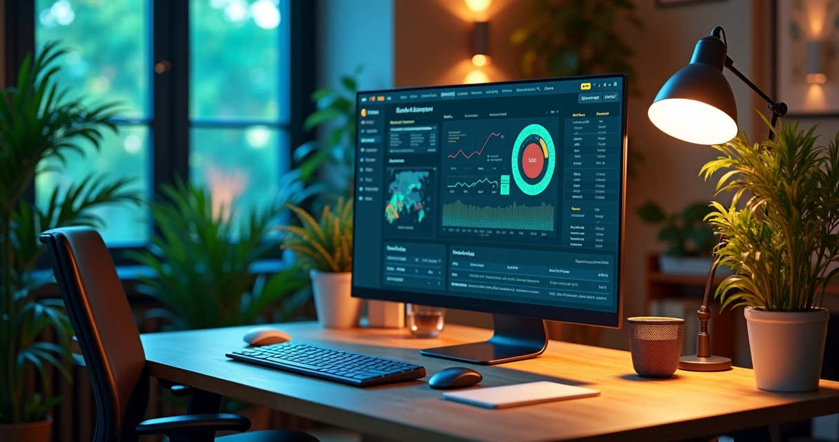 Dashboard digital com gráficos de IA analisando dados de vendas