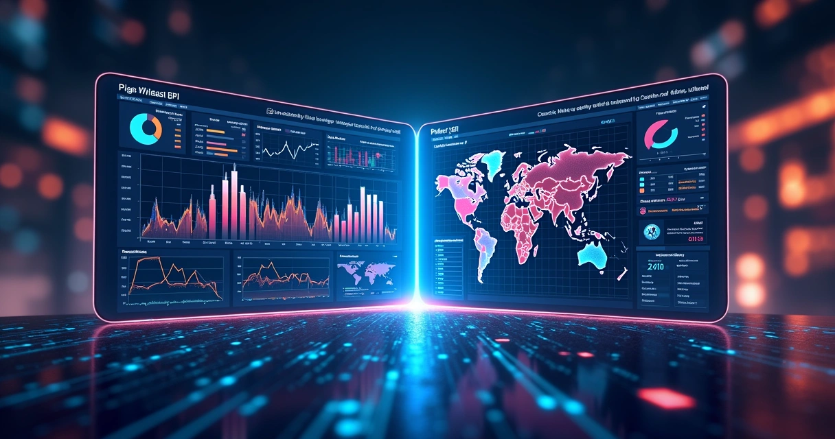 Comparação visual entre dashboard tradicional e dashboard com IA 