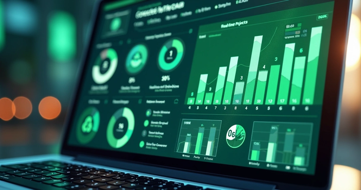 Dashboard online mostrando dados de captação, projetos e impacto ambiental