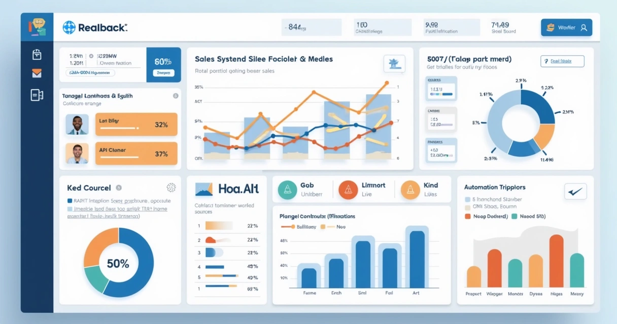 Dashboard integrado de incorporadora mostrando automação, funil de vendas e notificações inteligentes 
