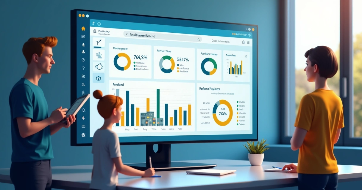 Estruturar Programa de Indicação para Agências de Marketing Dashboard com gráficos de desempenho de programa de indicação para agência de marketing.
