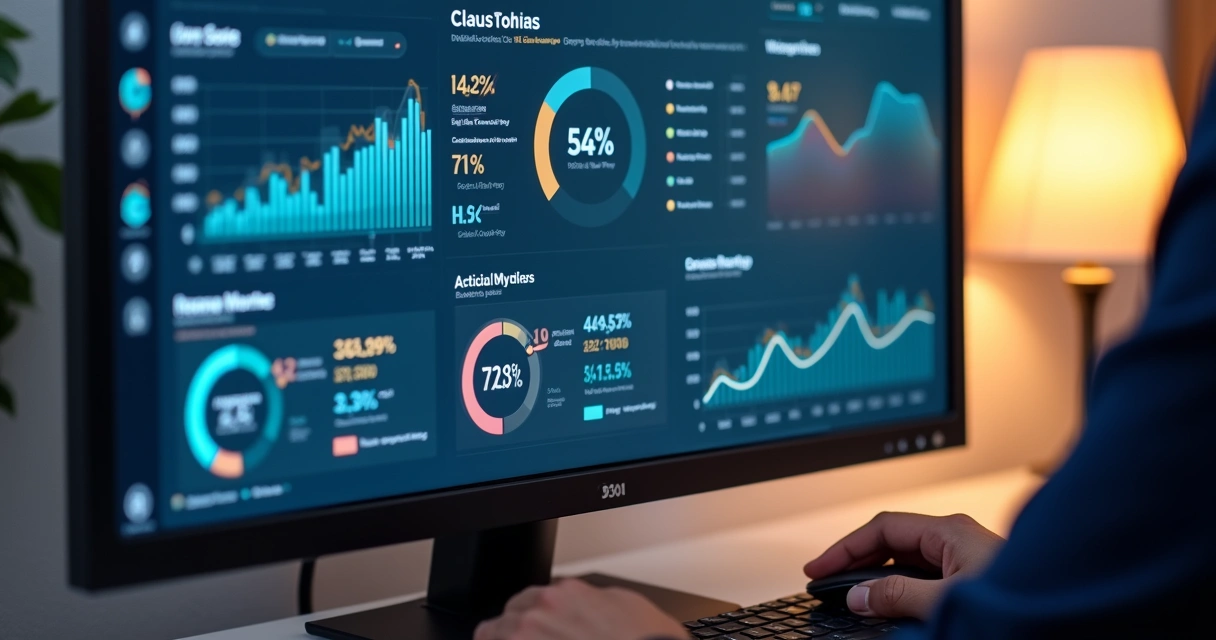 Dashboard exibindo gráficos de indicadores de clientes na tela 