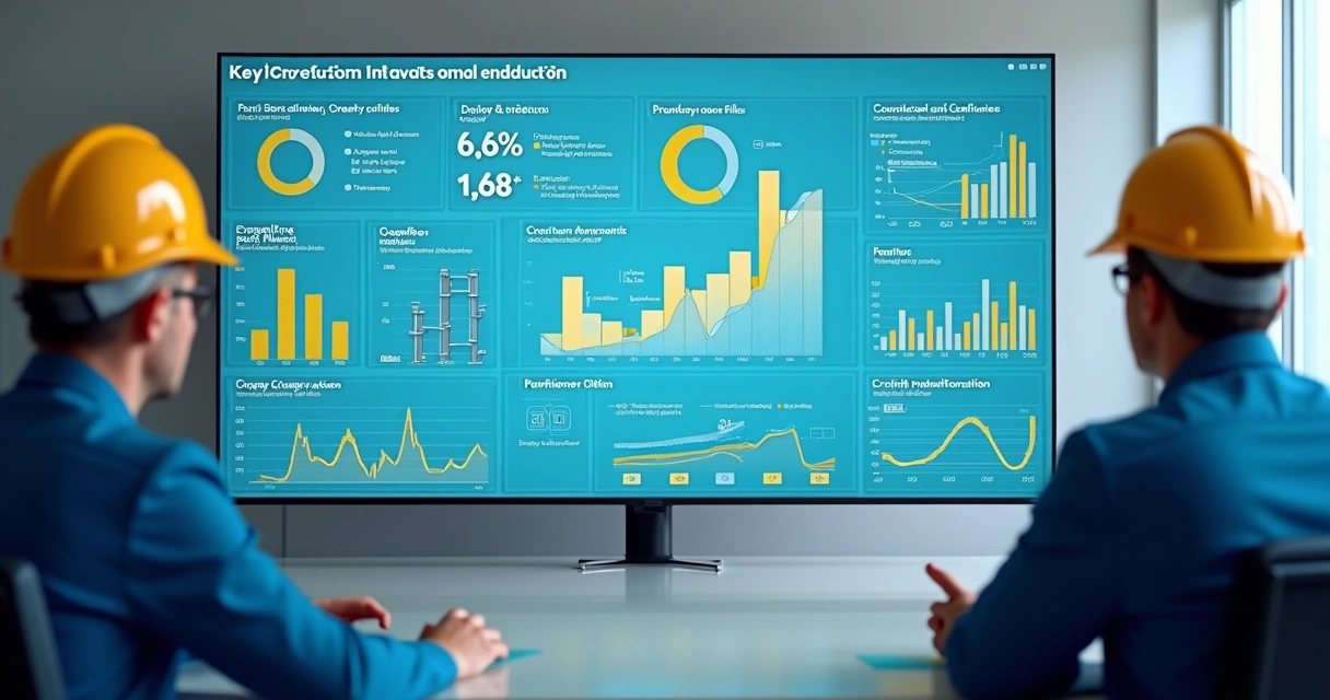 Dashboard digital mostra indicadores de pós-obra em construção civil 