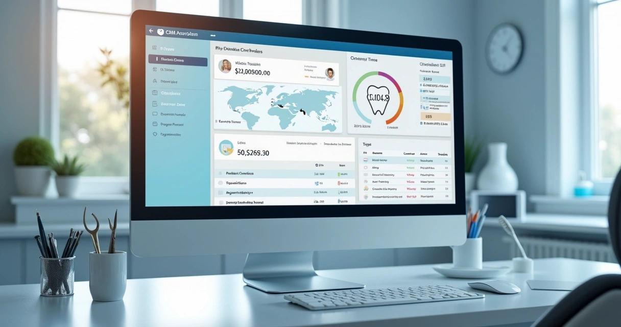 Dashboard de indicadores em monitor de clínica odontológica