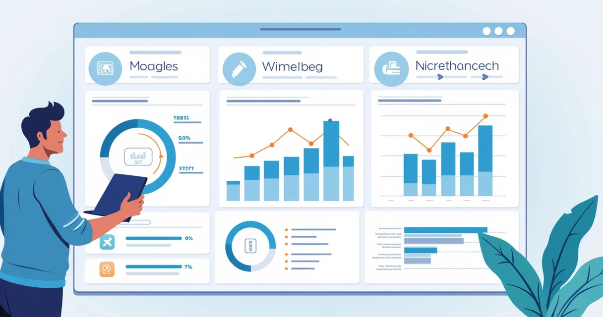 Dashboard digital mostrando indicadores empresariais em gráficos 