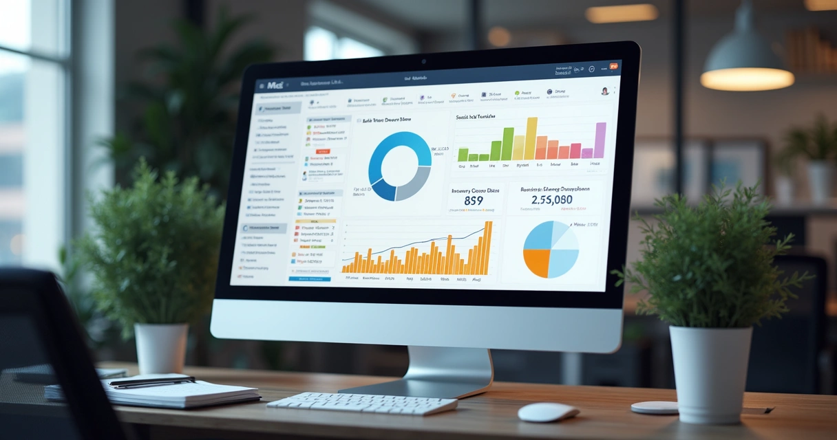 Tela de dashboard com indicadores de estoque em um sistema ERP
