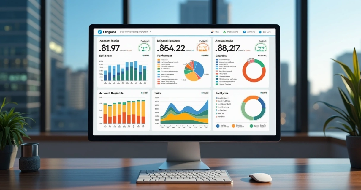 Dashboard digital de contas a receber com indicadores e gráficos de inadimplência.