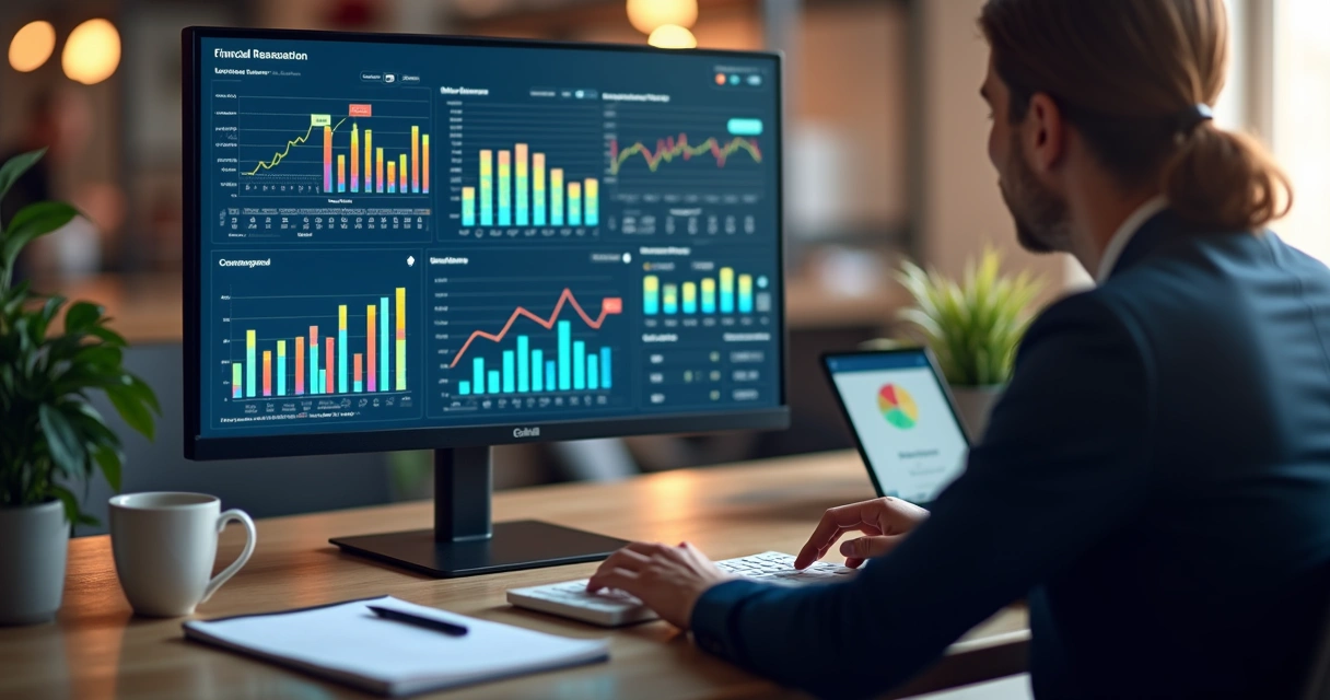 Painel de indicadores financeiros de PME em monitor